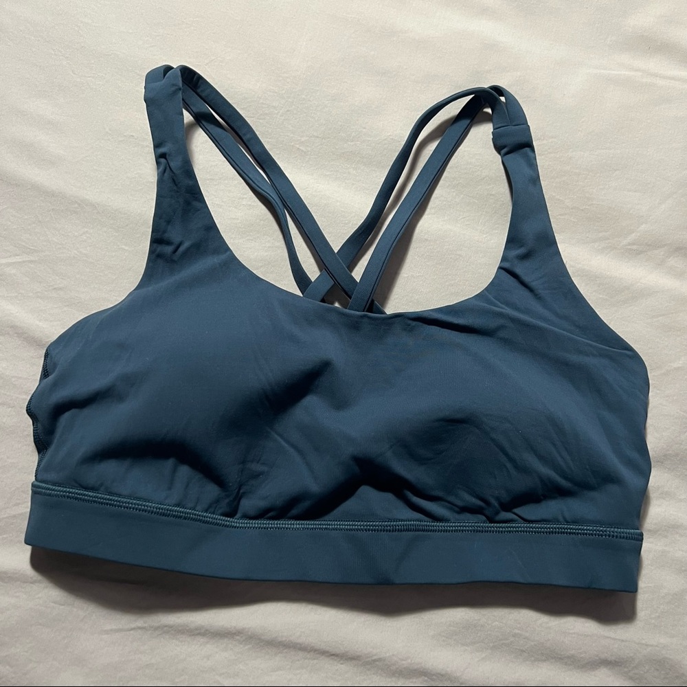 lululemon athletica Deep Teal Strappy Sports Bra, size 8